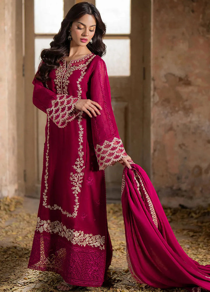 Ensembles By Azure Embroidered Khaadi Net Suits Unstitched 3 Piece AZU25EN I-01359 Vibrant Blaze - Festive Collection