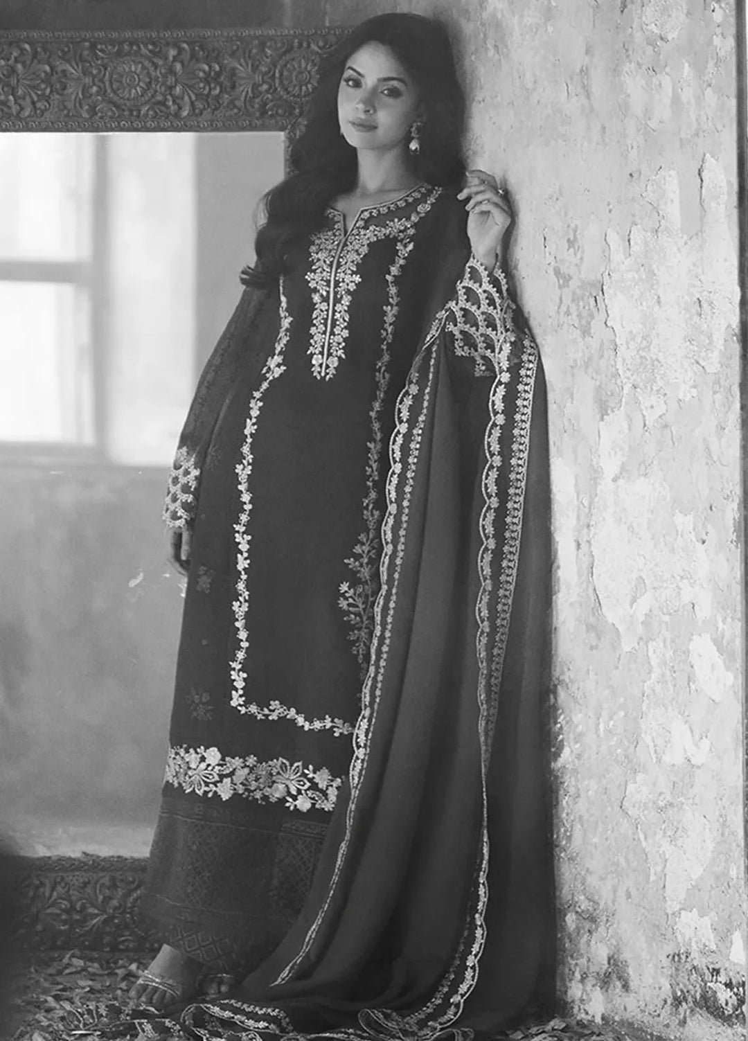 Ensembles By Azure Embroidered Khaadi Net Suits Unstitched 3 Piece AZU25EN I-01359 Vibrant Blaze - Festive Collection