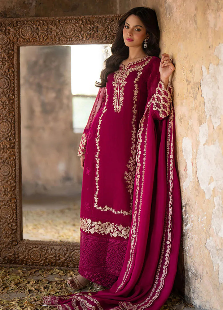 Ensembles By Azure Embroidered Khaadi Net Suits Unstitched 3 Piece AZU25EN I-01359 Vibrant Blaze - Festive Collection