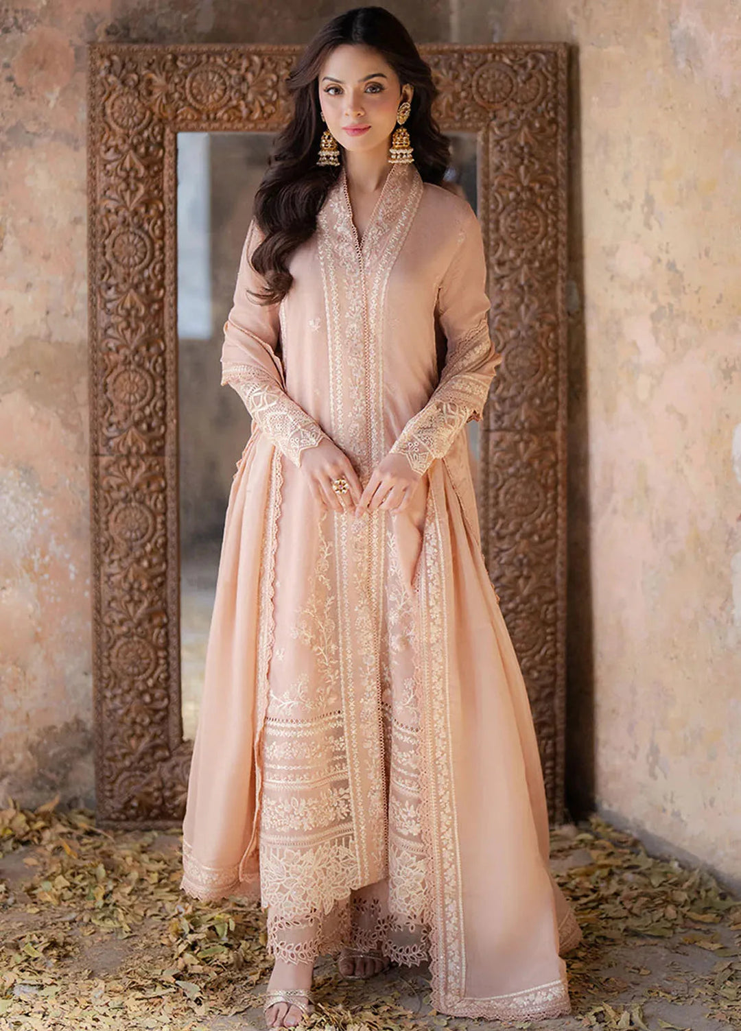Ensembles By Azure Embroidered Khaadi Net Suits Unstitched 3 Piece AZU25EN I-01365 Ivory Whisper - Festive Collection