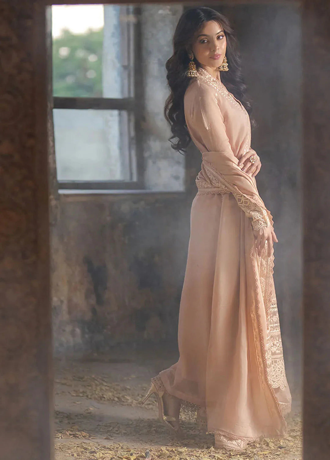 Ensembles By Azure Embroidered Khaadi Net Suits Unstitched 3 Piece AZU25EN I-01365 Ivory Whisper - Festive Collection