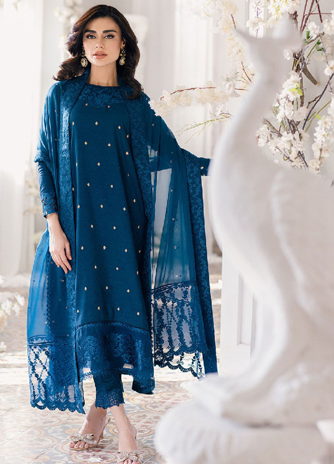 Ensembles by Azure Jacquard Lawn Suits Unstitched 3 Piece AZ24EJ ABES061 Aegean Breeze - Festive Collection