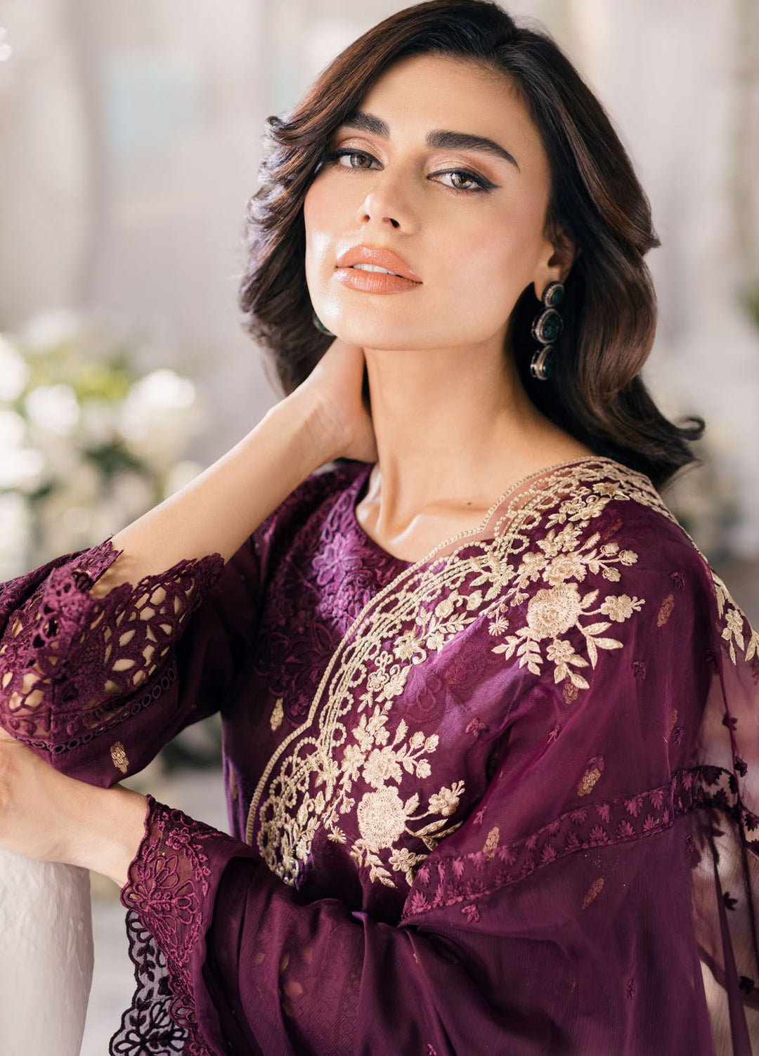Ensembles by Azure Jacquard Lawn Suits Unstitched 3 Piece AZ24EJ ADES062 Almandine - Festive Collection