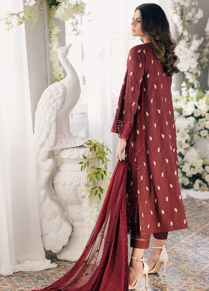 Ensembles by Azure Jacquard Lawn Suits Unstitched 3 Piece AZ24EJ IWES059 Imperial Wine - Festive Collection