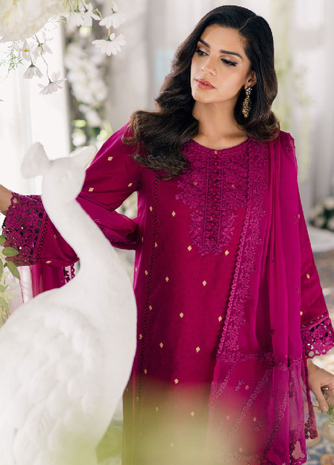 Ensembles by Azure Jacquard Lawn Suits Unstitched 3 Piece AZ24EJ PPES063 Petunia Plum - Festive Collection