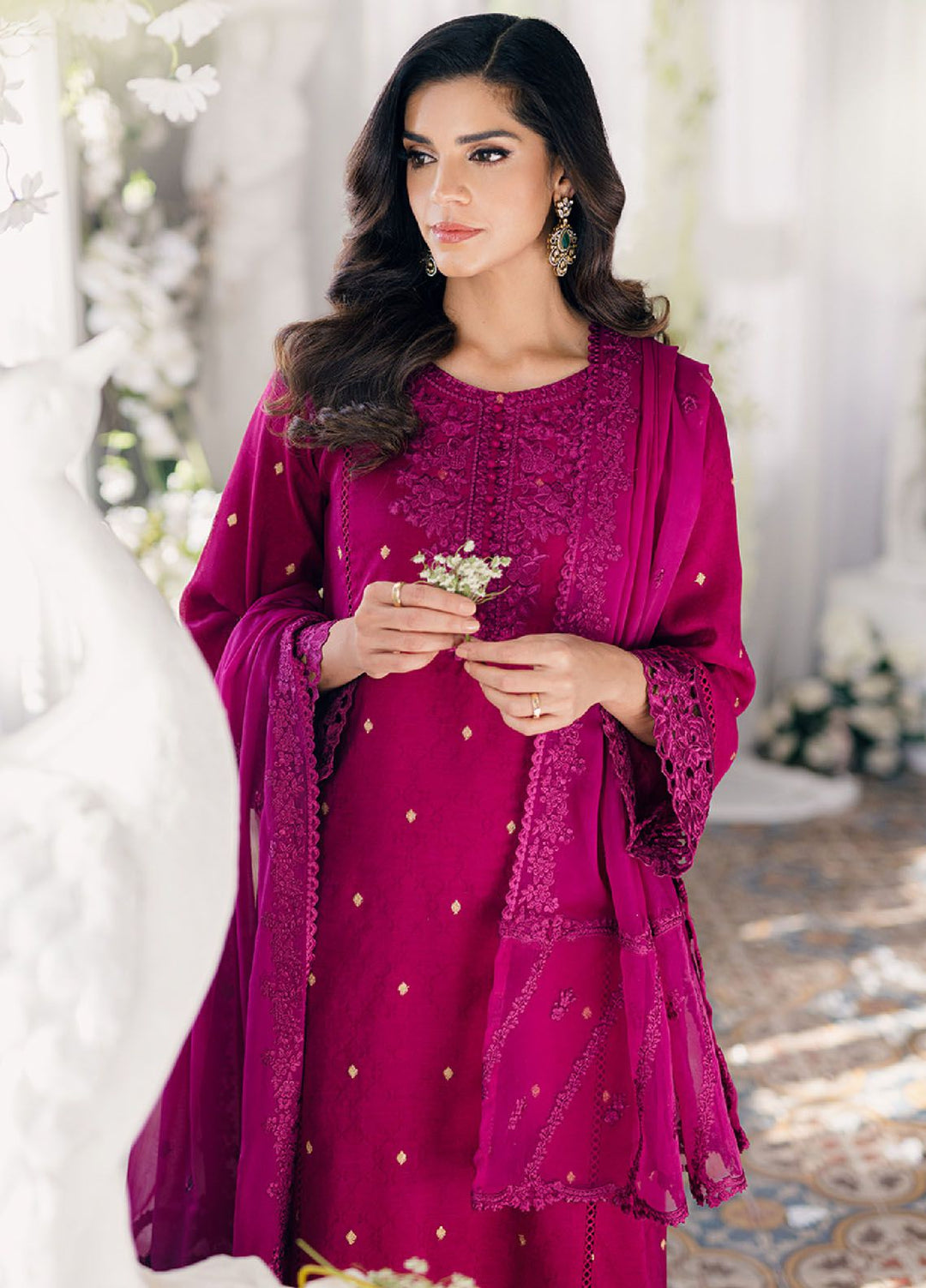 Ensembles by Azure Jacquard Lawn Suits Unstitched 3 Piece AZ24EJ PPES063 Petunia Plum - Festive Collection