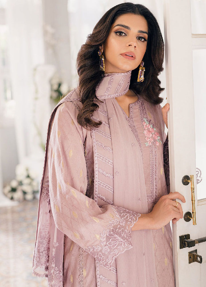 Ensembles by Azure Jacquard Lawn Suits Unstitched 3 Piece AZ24EJ VMES060 Vintage Mauve - Festive Collection