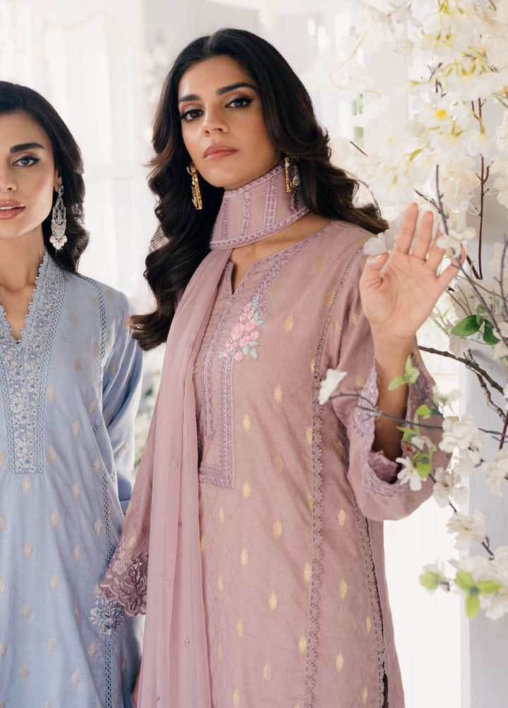Ensembles by Azure Jacquard Lawn Suits Unstitched 3 Piece AZ24EJ VMES060 Vintage Mauve - Festive Collection
