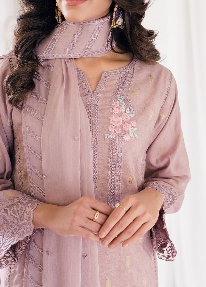 Ensembles by Azure Jacquard Lawn Suits Unstitched 3 Piece AZ24EJ VMES060 Vintage Mauve - Festive Collection