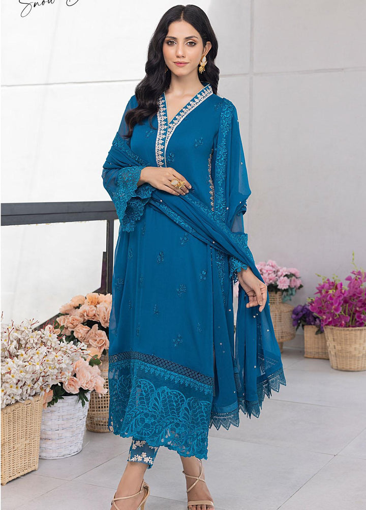 Ensembles By Azure Embroidered Chiffon Suits Unstitched 4 Piece AZU23ES3P ES-023 Snow Breeze - Festive Collection