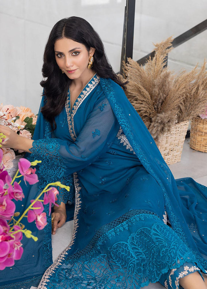 Ensembles By Azure Embroidered Chiffon Suits Unstitched 4 Piece AZU23ES3P ES-023 Snow Breeze - Festive Collection