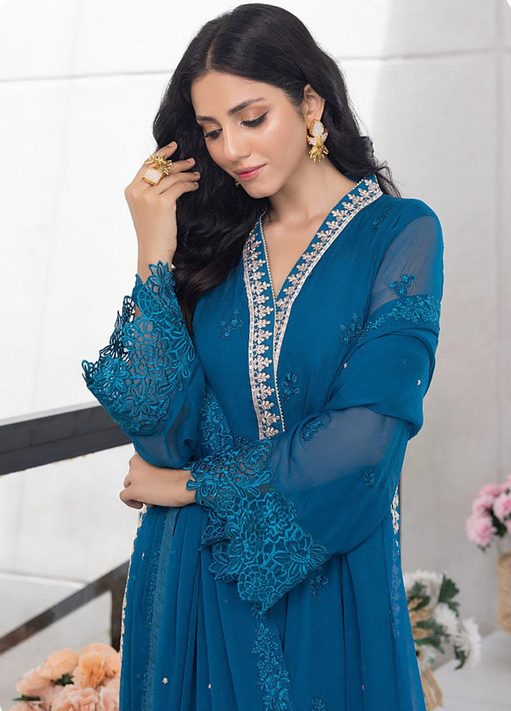 Ensembles By Azure Embroidered Chiffon Suits Unstitched 4 Piece AZU23ES3P ES-023 Snow Breeze - Festive Collection