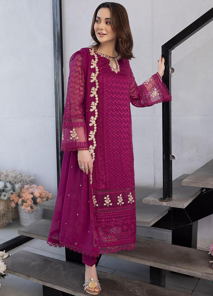 Ensembles By Azure Embroidered Chiffon Suits Unstitched 4 Piece AZU23ES3P ES-025 Orchid Flame - Festive Collection