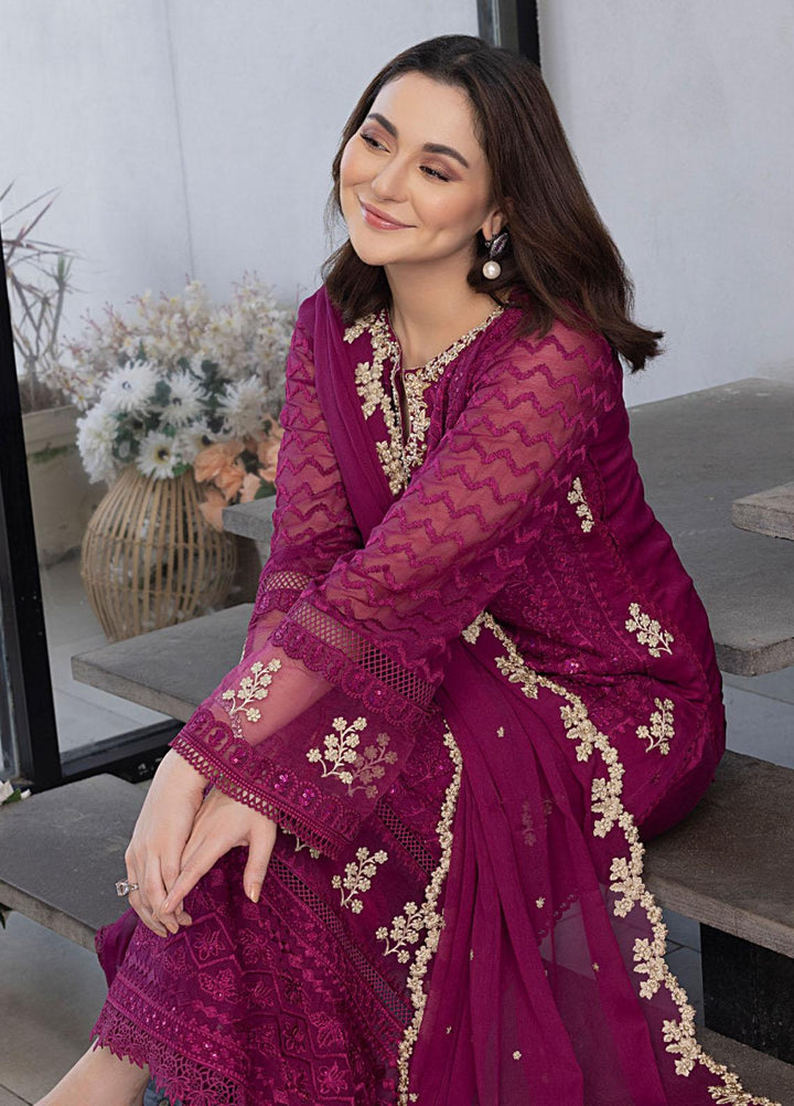 Ensembles By Azure Embroidered Chiffon Suits Unstitched 4 Piece AZU23ES3P ES-025 Orchid Flame - Festive Collection