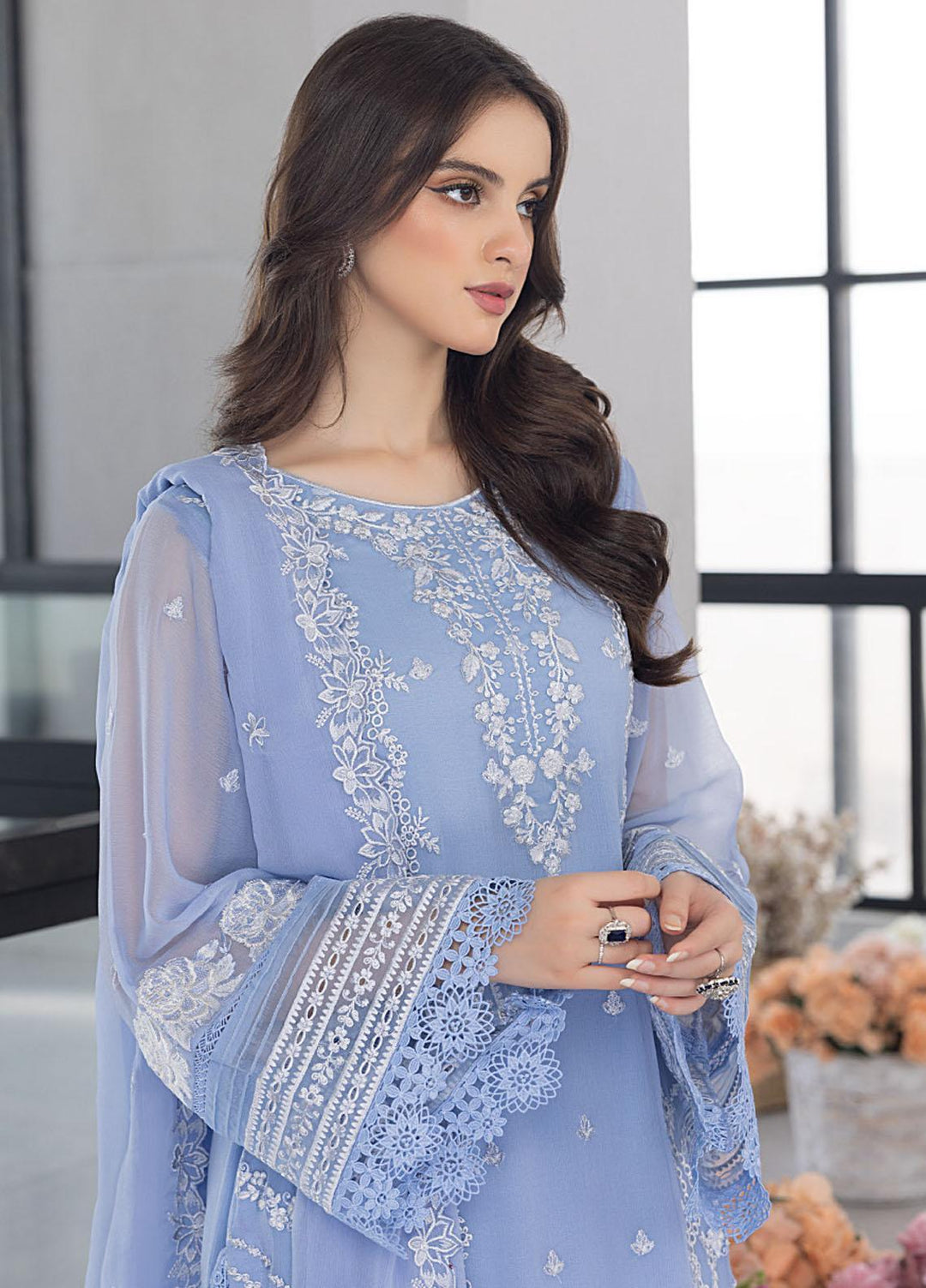Ensembles By Azure Embroidered Chiffon Suits Unstitched 4 Piece AZU23ES3P ES-026  Fairy Glow - Festive Collection