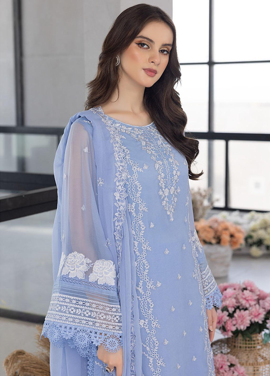 Ensembles By Azure Embroidered Chiffon Suits Unstitched 4 Piece AZU23ES3P ES-026  Fairy Glow - Festive Collection