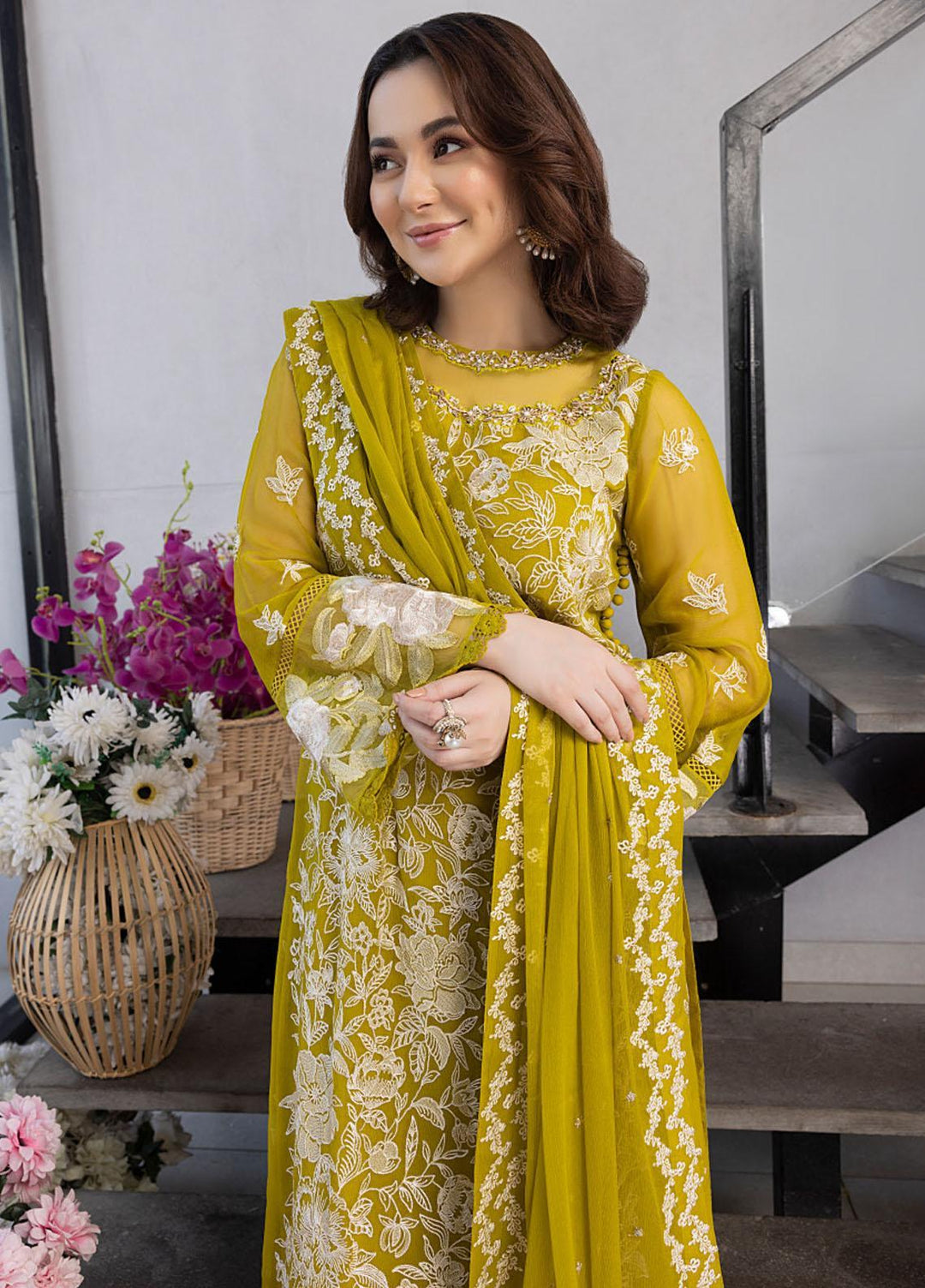 Ensembles By Azure Embroidered Chiffon Suits Unstitched 4 Piece AZU23ES3P ES-027  Sunflower - Festive Collection