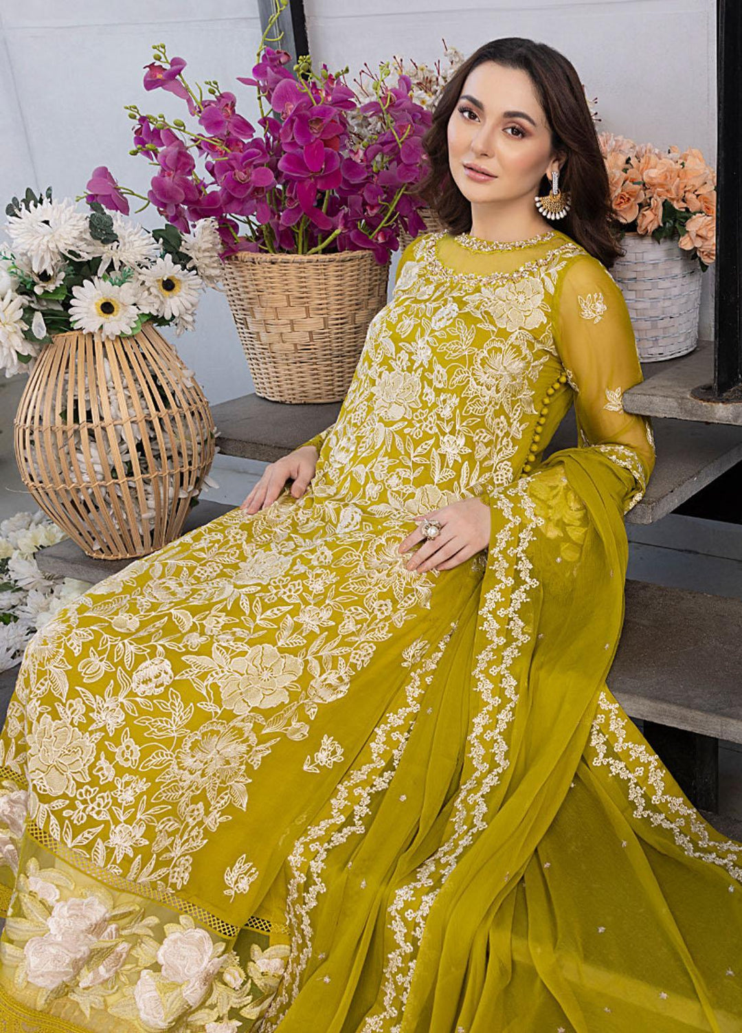 Ensembles By Azure Embroidered Chiffon Suits Unstitched 4 Piece AZU23ES3P ES-027  Sunflower - Festive Collection