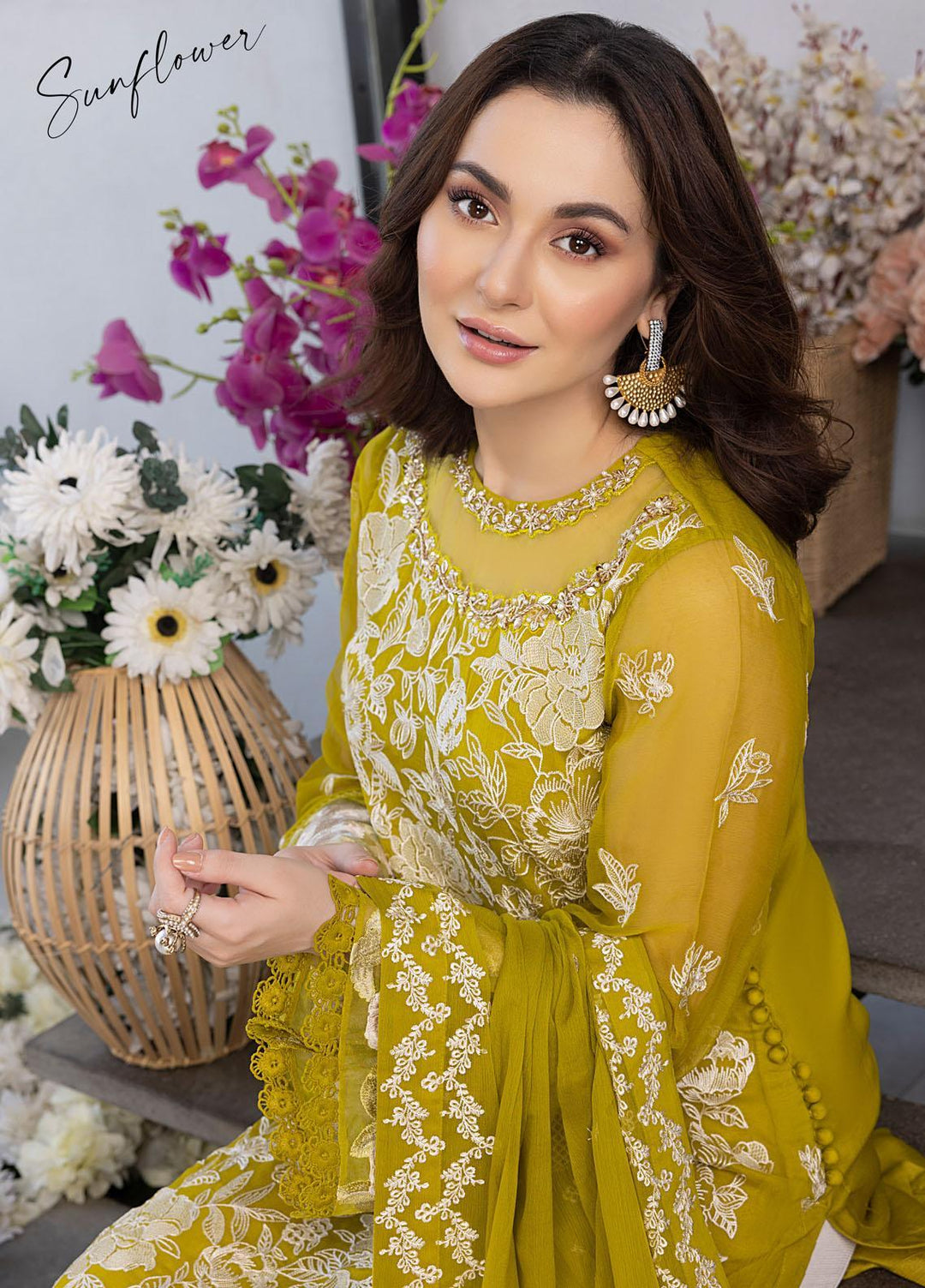 Ensembles By Azure Embroidered Chiffon Suits Unstitched 4 Piece AZU23ES3P ES-027  Sunflower - Festive Collection