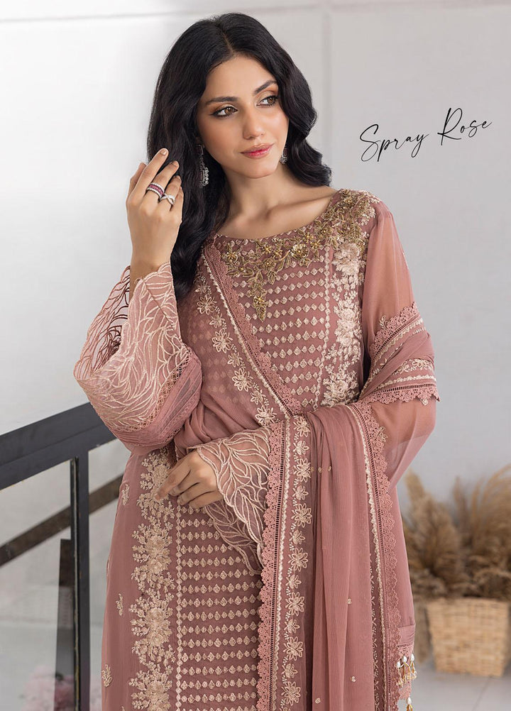 Ensembles By Azure Embroidered Chiffon Suits Unstitched 4 Piece AZU23ES3P ES-029  Spray Rose - Festive Collection