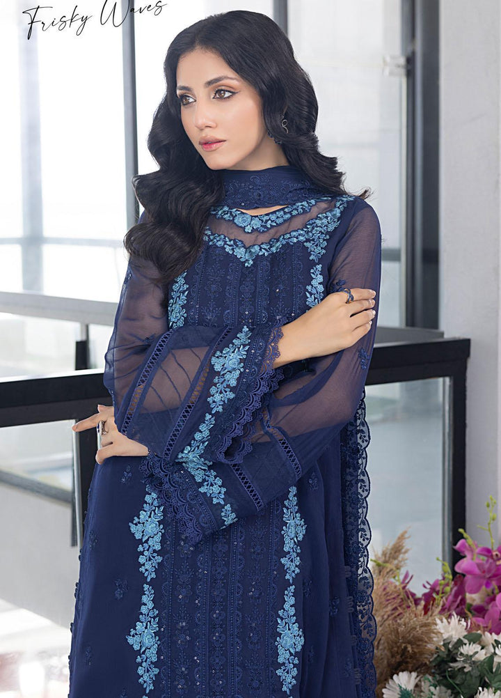 Ensembles By Azure Embroidered Chiffon Suits Unstitched 4 Piece AZU23ES3P ES-030 Frisky Waves - Festive Collection