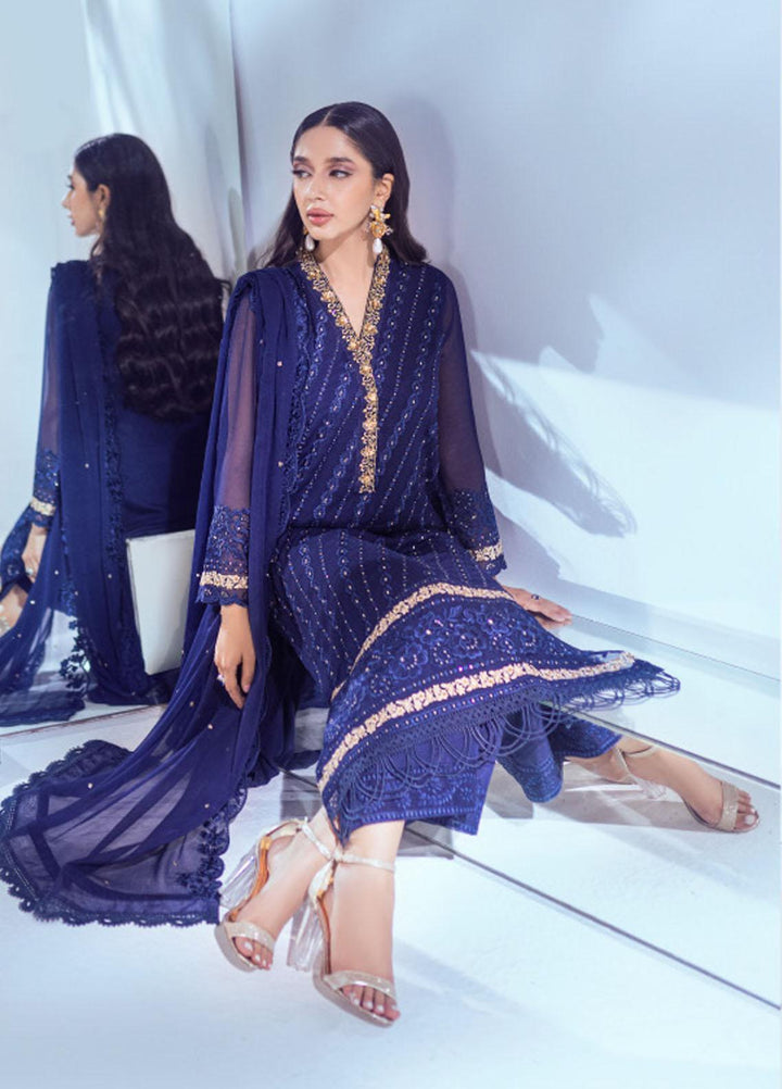 Ensembles by Azure Embroidered Chiffon Suits Unstitched 3 Piece AZU22EC ES-001 Splendens - Luxury Collection