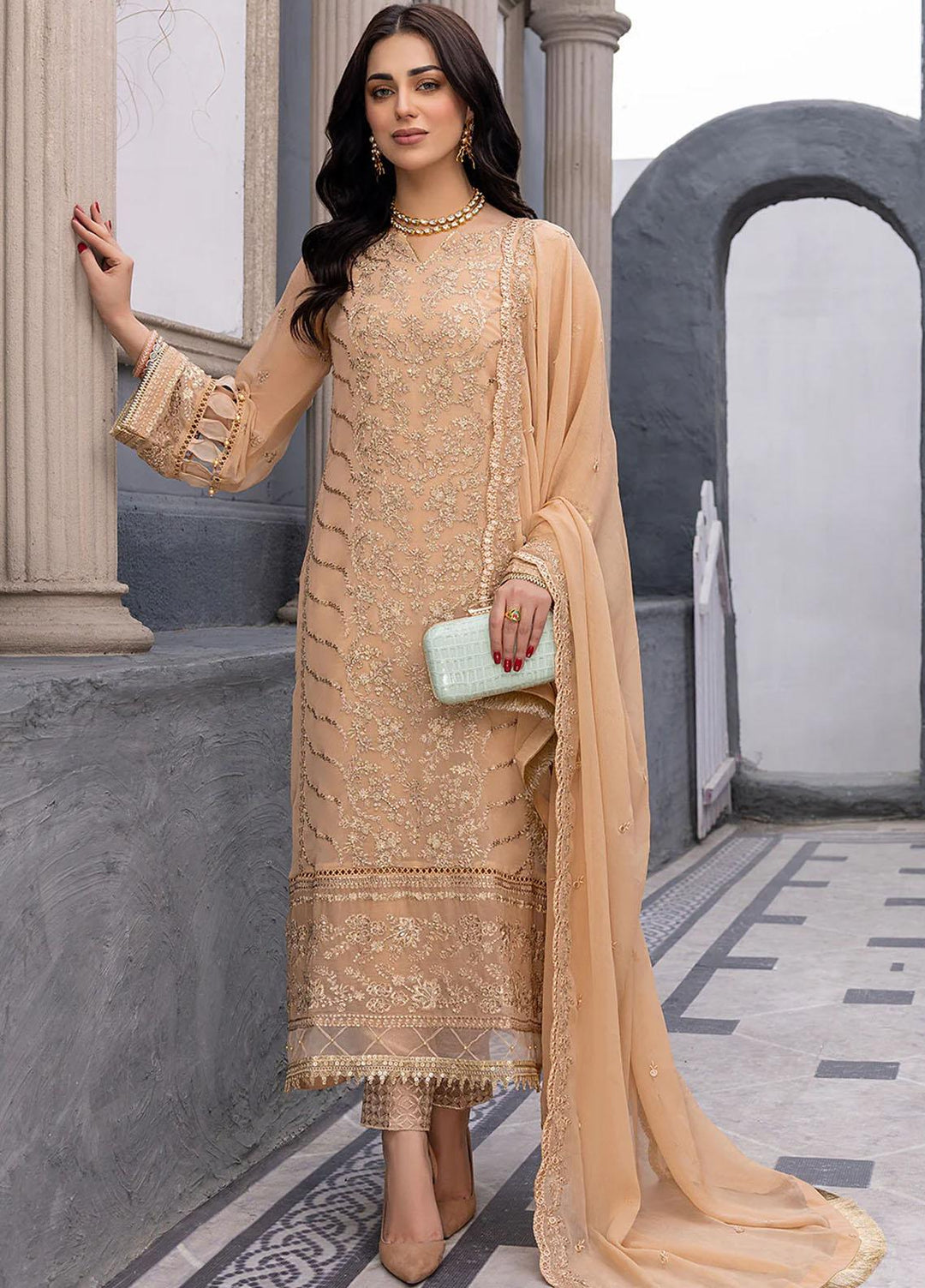 Ensembles By Azure Embroidered Chiffon Suits Unstitched 3 Piece AZU23EC Allure - Festive Collection