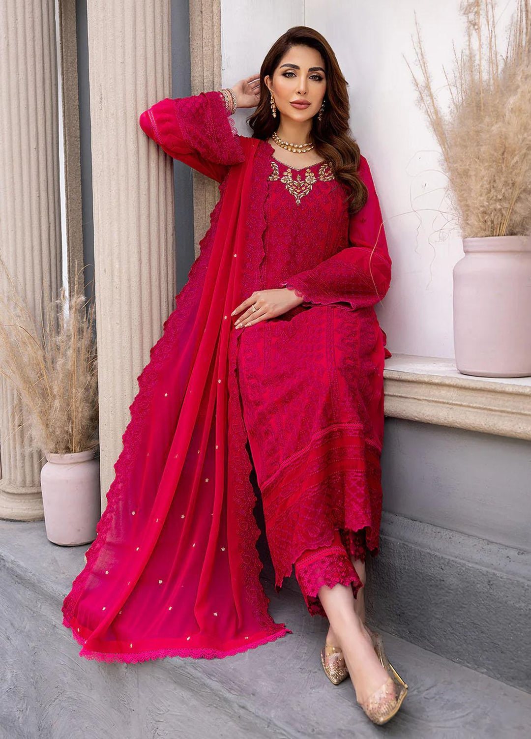 Ensembles By Azure Embroidered Chiffon Suits Unstitched 3 Piece AZU23EC Rosylicious - Festive Collection