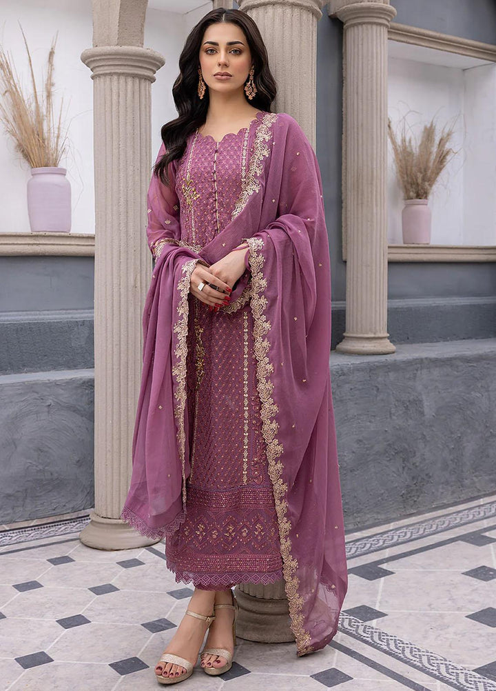 Ensembles By Azure Embroidered Chiffon Suits Unstitched 3 Piece AZU23EC Blushing Bezel - Festive Collection
