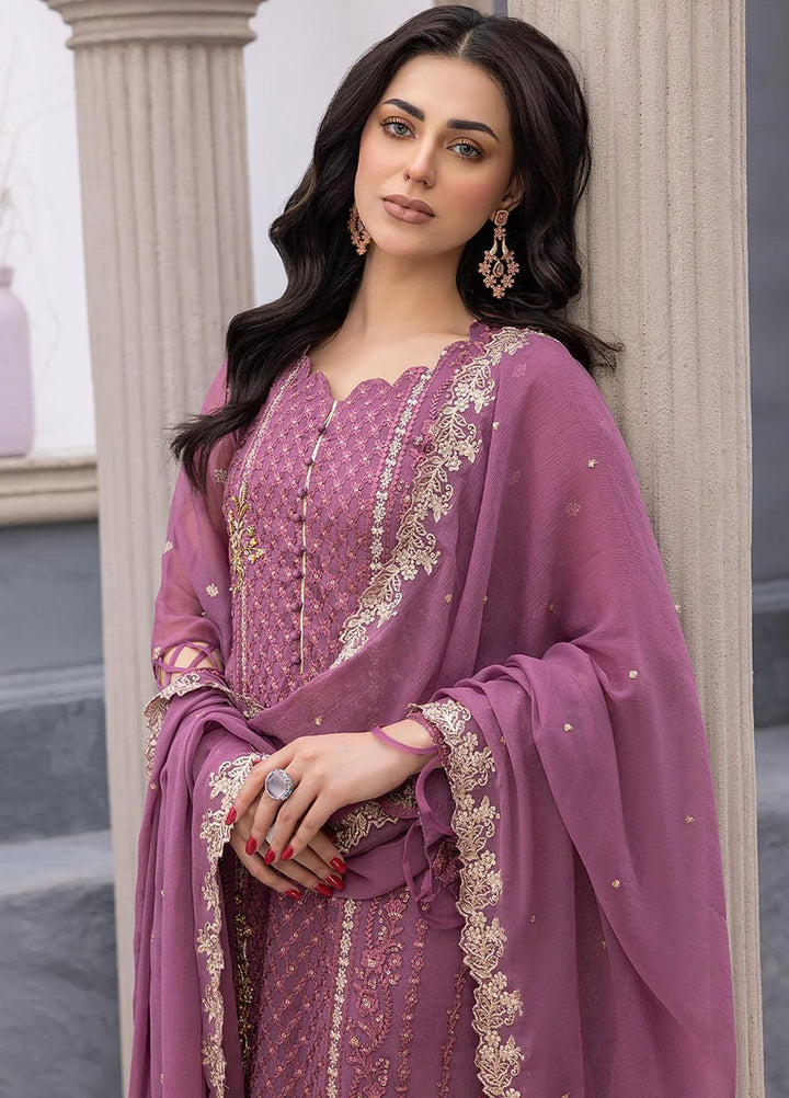 Ensembles By Azure Embroidered Chiffon Suits Unstitched 3 Piece AZU23EC Blushing Bezel - Festive Collection