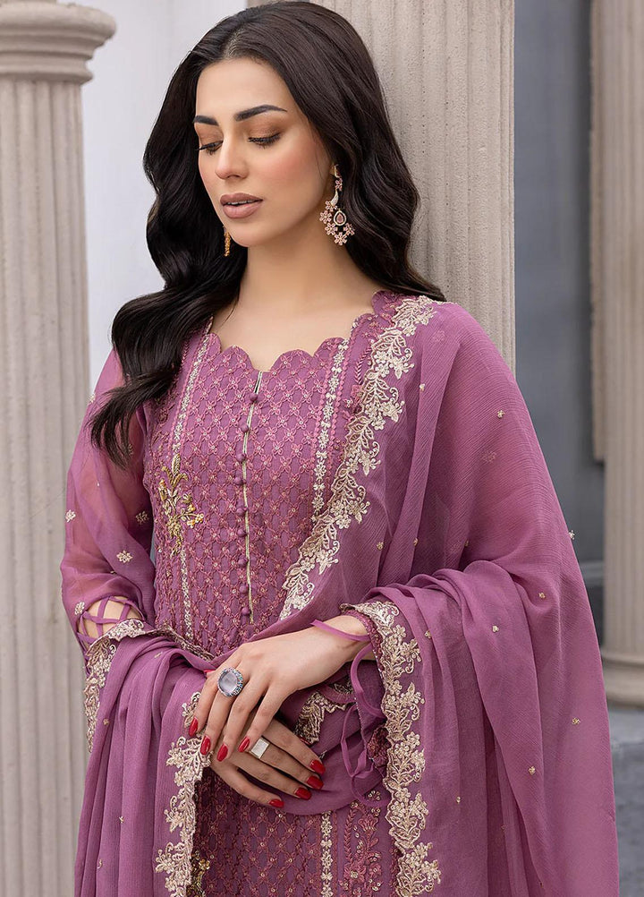 Ensembles By Azure Embroidered Chiffon Suits Unstitched 3 Piece AZU23EC Blushing Bezel - Festive Collection