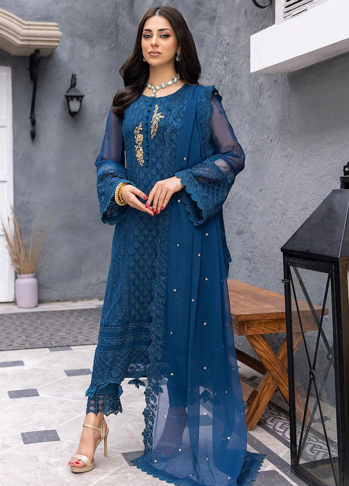 Ensembles By Azure Embroidered Chiffon Suits Unstitched 3 Piece AZU23EC Exotic Sky - Festive Collection