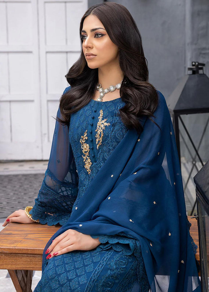 Ensembles By Azure Embroidered Chiffon Suits Unstitched 3 Piece AZU23EC Exotic Sky - Festive Collection