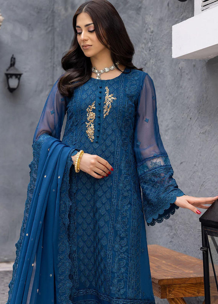 Ensembles By Azure Embroidered Chiffon Suits Unstitched 3 Piece AZU23EC Exotic Sky - Festive Collection