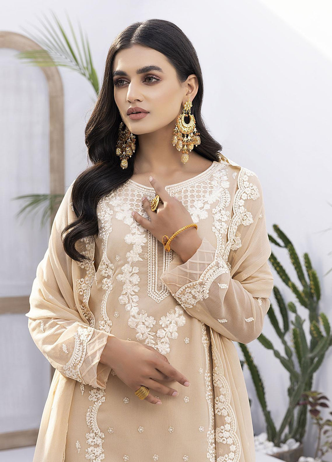 Ensembles by Azure Embroidered Chiffon Suits Unstitched 4 Piece AZU22EC-V2 ES-009 Divine Dew - Luxury Collection
