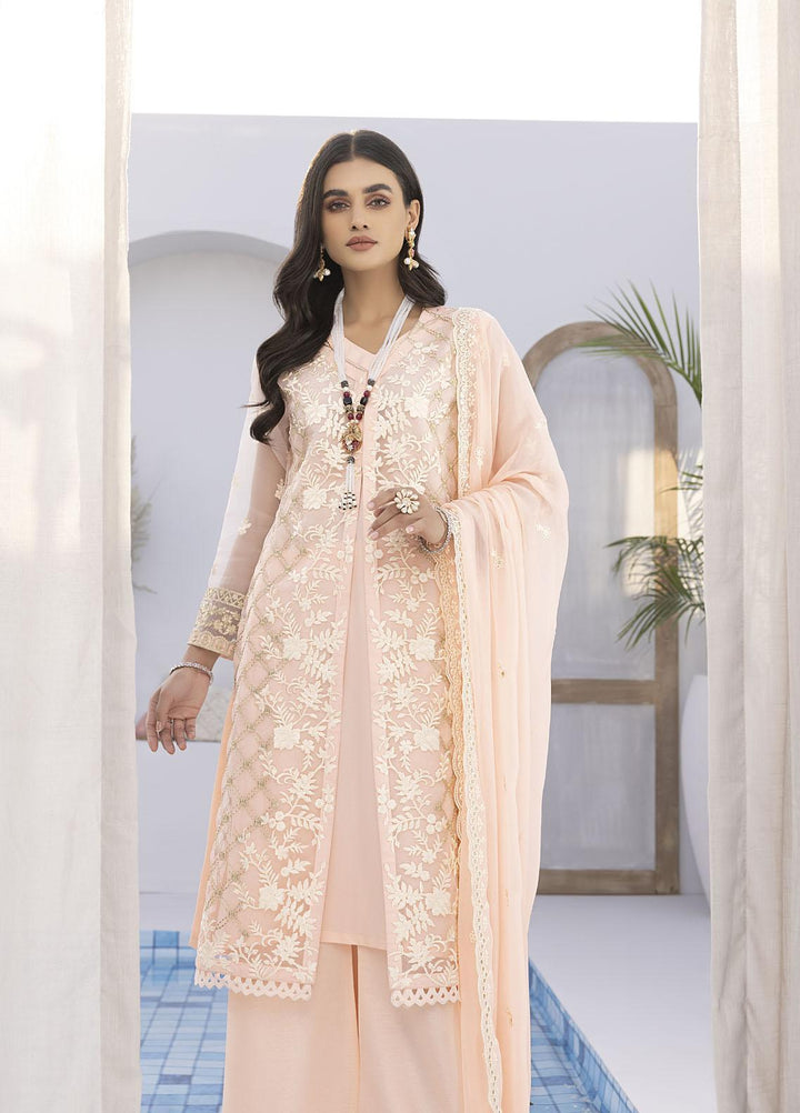 Ensembles by Azure Embroidered Organza Suits Unstitched 4 Piece AZU22EC-V2 ES-011 Evening Glaze - Luxury Collection