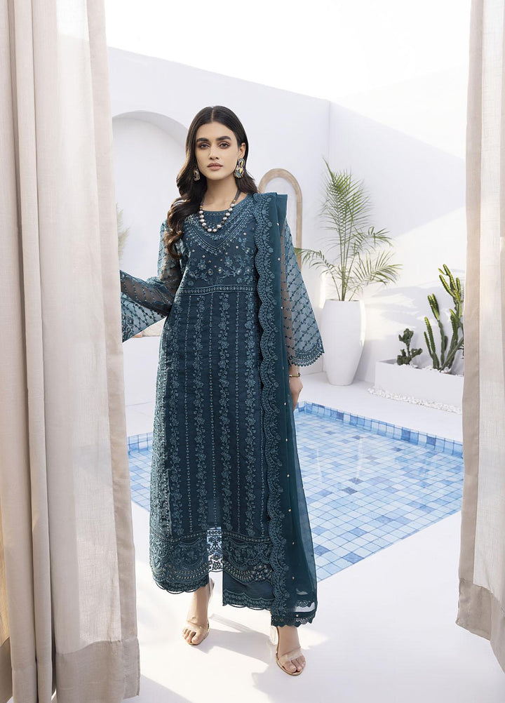 Ensembles by Azure Embroidered Organza Suits Unstitched 4 Piece AZU22EC-V2 ES-013 Celestine - Luxury Collection