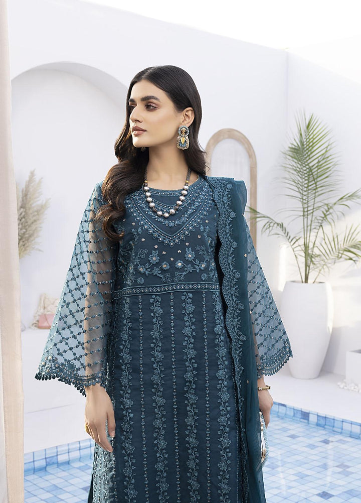 Ensembles by Azure Embroidered Organza Suits Unstitched 4 Piece AZU22EC-V2 ES-013 Celestine - Luxury Collection