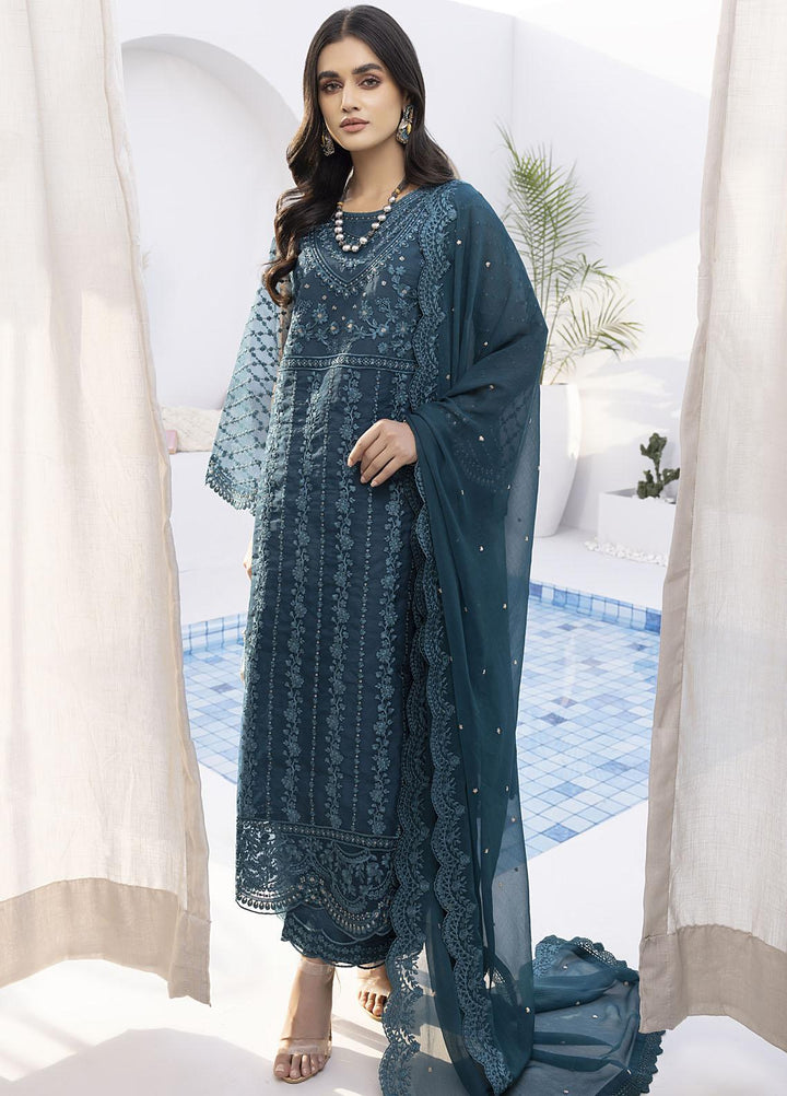 Ensembles by Azure Embroidered Organza Suits Unstitched 4 Piece AZU22EC-V2 ES-013 Celestine - Luxury Collection