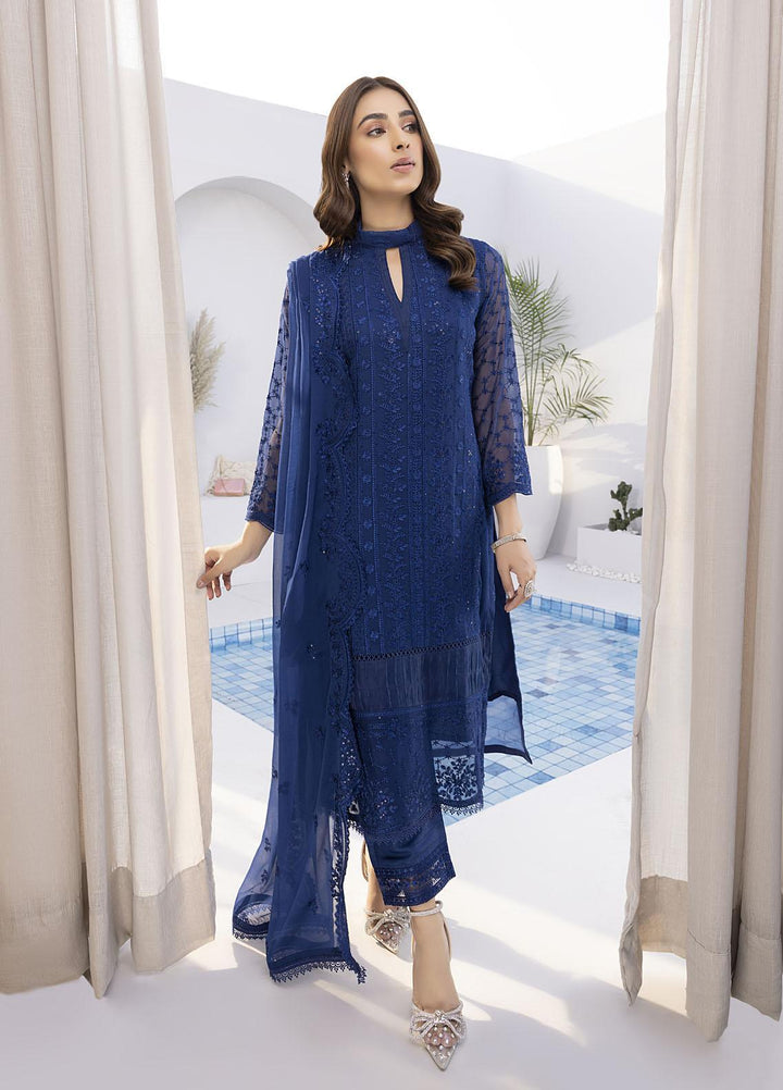 Ensembles by Azure Embroidered Chiffon Suits Unstitched 4 Piece AZU22EC-V2 ES-015 Eyelet - Luxury Collection