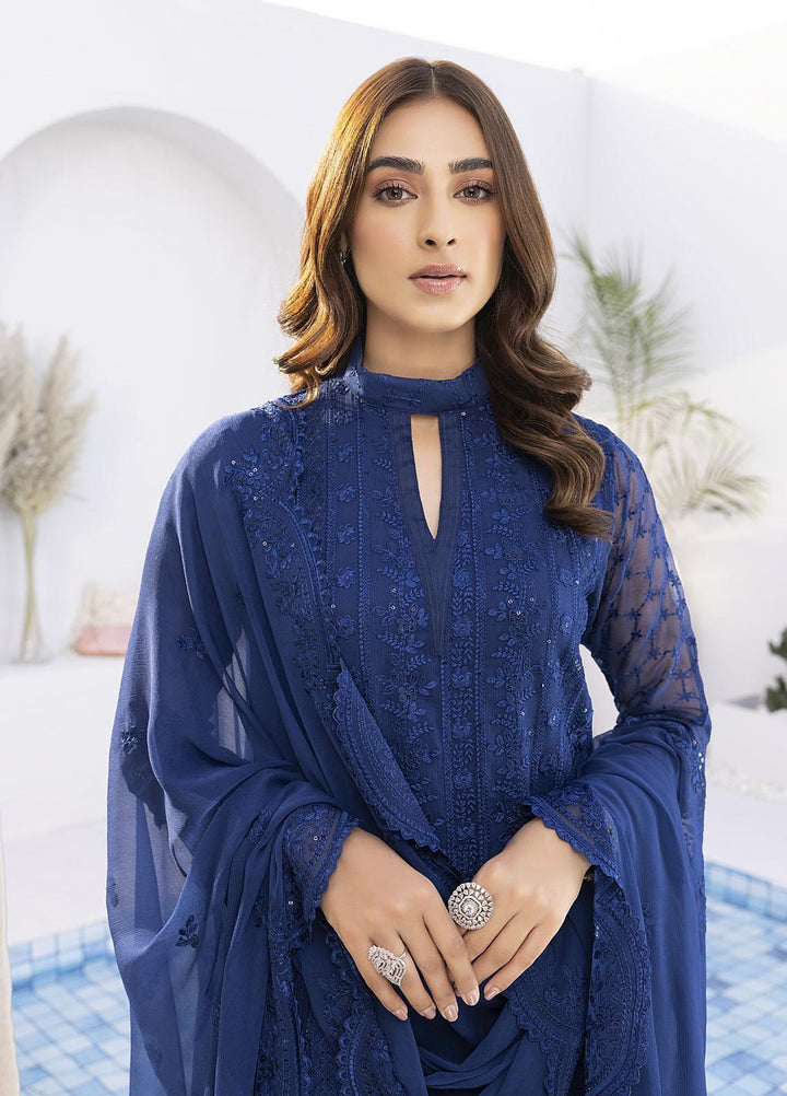 Ensembles by Azure Embroidered Chiffon Suits Unstitched 4 Piece AZU22EC-V2 ES-015 Eyelet - Luxury Collection