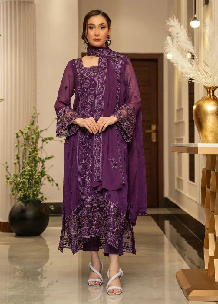 Ensembles by Zouj Embroidered Chiffon Suit Unstitched 3 Piece ZJ24EC ZJCH-011 - Festive Collection