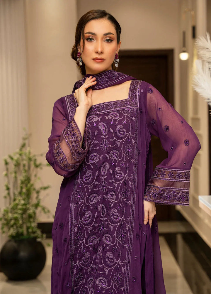 Ensembles by Zouj Embroidered Chiffon Suit Unstitched 3 Piece ZJ24EC ZJCH-011 - Festive Collection