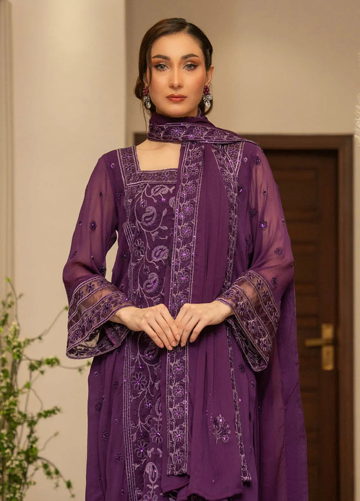Ensembles by Zouj Embroidered Chiffon Suit Unstitched 3 Piece ZJ24EC ZJCH-011 - Festive Collection