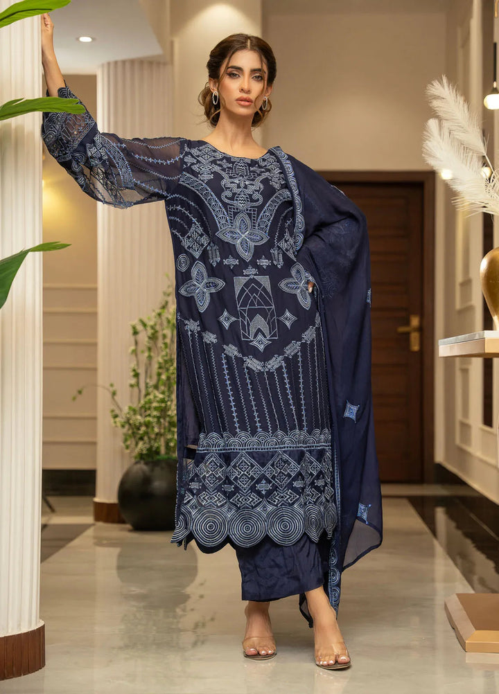 Ensembles by Zouj Embroidered Chiffon Suit Unstitched 3 Piece ZJ24EC ZJCH-012 - Festive Collection