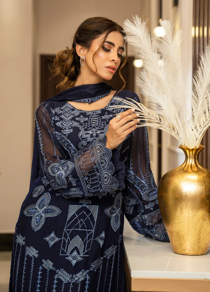 Ensembles by Zouj Embroidered Chiffon Suit Unstitched 3 Piece ZJ24EC ZJCH-012 - Festive Collection