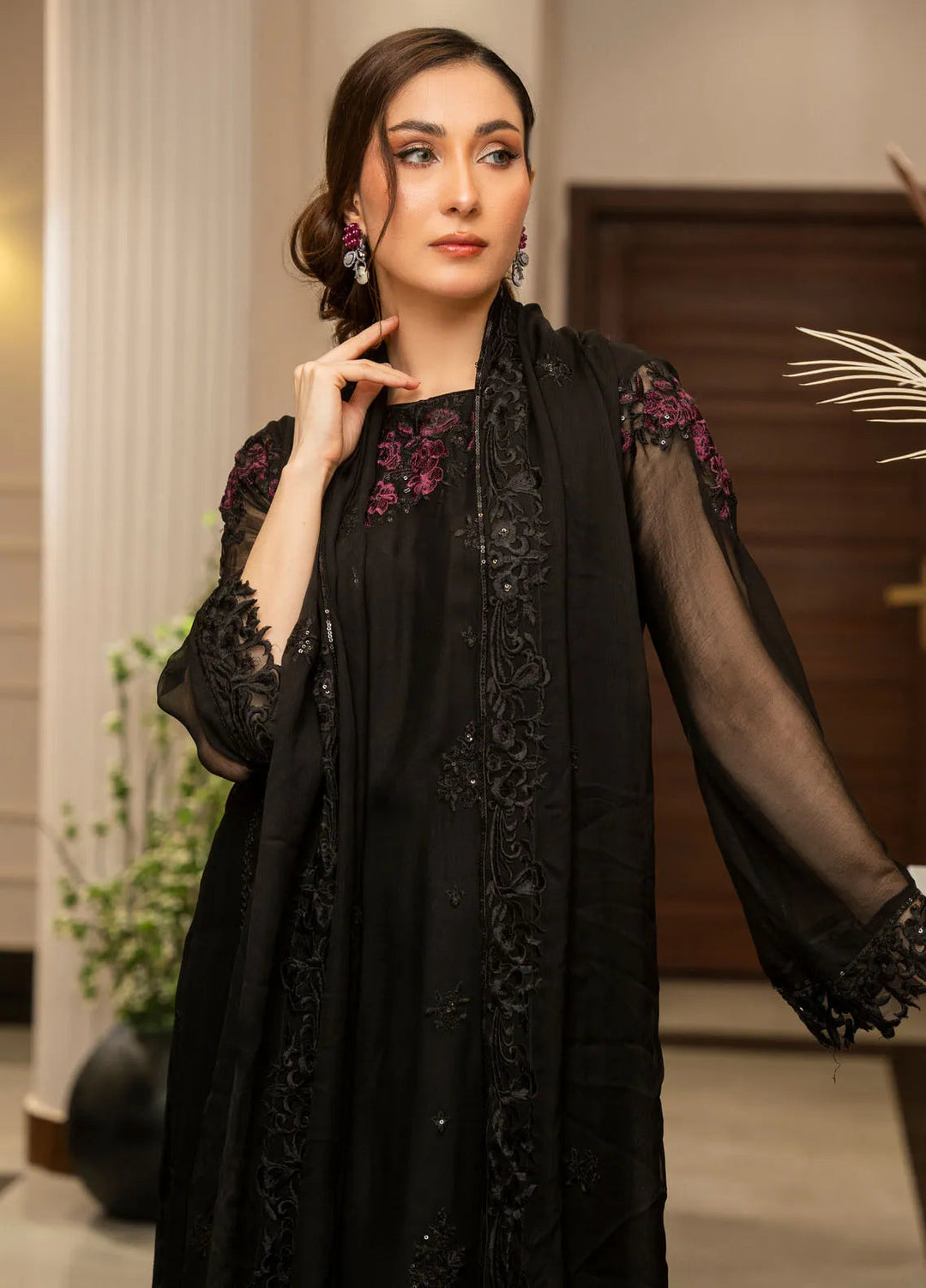 Ensembles by Zouj Embroidered Chiffon Suit Unstitched 3 Piece ZJ24EC ZJCH-013 - Festive Collection