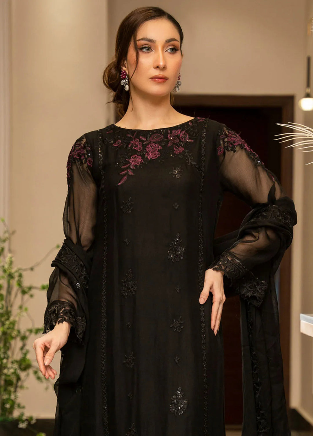 Ensembles by Zouj Embroidered Chiffon Suit Unstitched 3 Piece ZJ24EC ZJCH-013 - Festive Collection