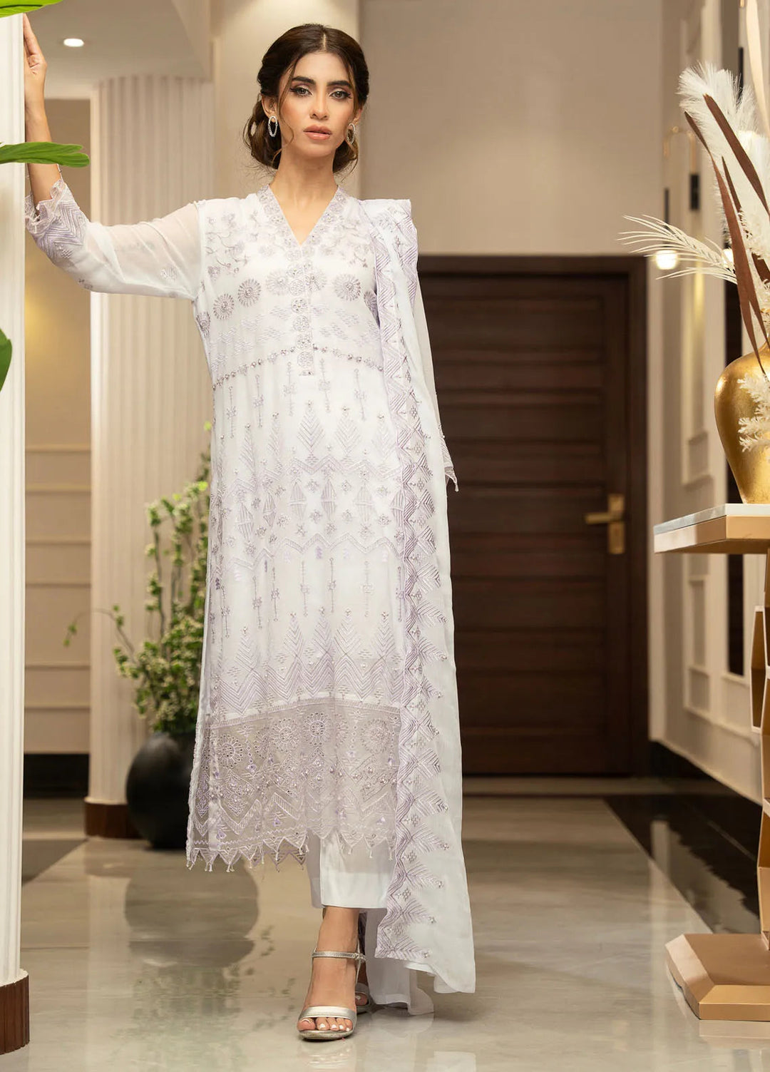 Ensembles by Zouj Embroidered Chiffon Suit Unstitched 3 Piece ZJ24EC ZJCH-014 - Festive Collection