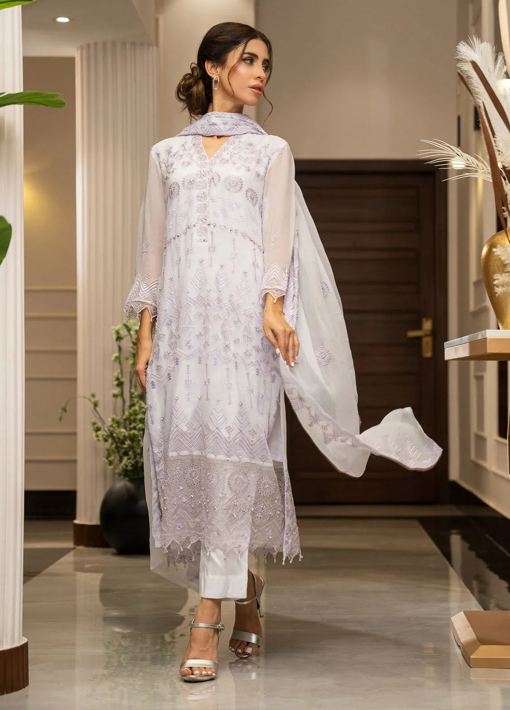 Ensembles by Zouj Embroidered Chiffon Suit Unstitched 3 Piece ZJ24EC ZJCH-014 - Festive Collection